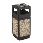 Safco Canmeleon Aggregate Panel Receptacles, 15 gal, Polyethylene/Stainless Steel, Black Product Image 