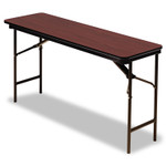 Iceberg OfficeWorks Commercial Wood-Laminate Folding Table, Rectangular, 60" x 18" x 29", Mahogany Top, Brown Base View Product Image