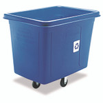 Rubbermaid Commercial Recycling Cube Truck, 120 gal, 500 lb Capacity, Polyethylene, Blue Product Image 