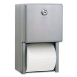 Bobrick Stainless Steel 2-Roll Tissue Dispenser, 6.06 x 5.94 x 11, Stainless Steel Product Image 