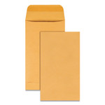 Quality Park Kraft Coin and Small Parts Envelope, 20 lb Bond Weight Kraft, #5 1/2, Square Flap, Gummed Closure, 3.13 x 5.5, Brown, 500/Box Product Image 