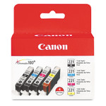 Canon 2946B004 (CLI-221) Ink, Black/Cyan/Magenta/Yellow, 4/Pack Product Image 