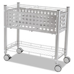 Vertiflex File Cart with Open Top, Metal, 1 Shelf, 2 Bins, 28.25" x 13.75" x 27.38", Matte Gray Product Image 