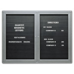 Quartet Enclosed Magnetic Directory with One Door, 48" x 36", Black Surface, Graphite Gray Aluminum Frame Product Image 