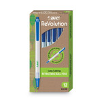 BIC Ecolutions Clic Stic Ballpoint Pen, Retractable, Medium 1 mm, Blue Ink, Translucent Frost/Blue Barrel, Dozen Product Image 