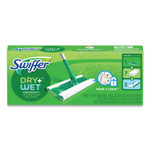 Swiffer Sweeper Mop, 10 x 4.8 White Cloth Head, 46" Green/Silver Aluminum/Plastic Handle, 6/Carton Product Image 