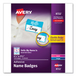 Avery Flexible Adhesive Name Badge Labels, "Hello", 3 3/8 x 2 1/3, Assorted, 120/PK Product Image 