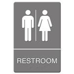 Headline Sign ADA Sign, Restroom Symbol Tactile Graphic, Molded Plastic, 6 x 9, Gray Product Image 