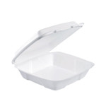 Dart Foam Hinged Lid Container, Performer Perforated Lid, 9 x 9.4 x 3, White, 100/Bag, 2 Bag/Carton Product Image 