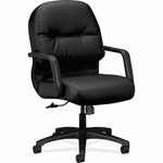 HON Pillow-Soft Chair - Black Seat Color - Leather Seat Material - Black Back Color - Leather Back Material - Black Frame Color Product Image 