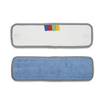 Boardwalk Microfiber Wet Mop Head, Blue, 18 x 5, Split Microfiber, Hook and Loop Back, Dozen Product Image 