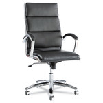 Alera Neratoli High-Back Slim Profile Chair, Faux Leather, 275 lb Cap, 17.32" to 21.25" Seat Height, Black Seat/Back, Chrome Product Image 