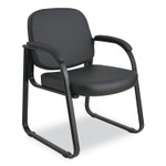 Alera Genaro Series Faux Leather Half-Back Sled Base Guest Chair, 25" x 24.80" x 33.66", Black Seat, Black Back, Black Base Product Image 