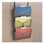 Universal Recycled Plastic Cubicle Triple File Pocket, Cubicle Pins Mount, 13.5 x 4.75 x 28, Charcoal Product Image 