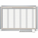 MasterVision Magnetic 12-Month Planner - Monthly - 12 Month - Silver Gray, White, Pale Gray - Aluminum, Lacquered Steel - 36" Height x 48" Width Product Image 