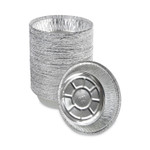 Boardwalk Round Aluminum To-Go Containers, 250 Gauge, 24 oz, 7" Diameter x 1.47" h, Silver, 500/Carton Product Image 