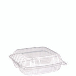 Dart ClearSeal Hinged-Lid Plastic Containers, 8.25 x 8.25 x 3, Clear, Plastic, 125/Pack, 2 Packs/Carton Product Image 