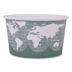 Eco-Products World Art Renewable and Compostable Food Container, 12 oz, 4.05" Diameter x 2.5" h, Green, Paper, 25/Pack, 20 Packs/Carton Product Image 