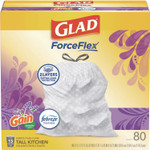 Glad ForceFlex Kitchen Drawstring Trash Bags, 13 gal, Gain Lavender with Febreze Freshness, 24 x 27.38, White, 80/Box Product Image 