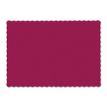 Hoffmaster Solid Color Scalloped Edge Placemats, 9.5 x 13.5, Burgundy, 1,000/Carton Product Image 