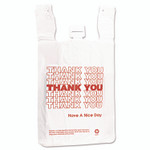 Inteplast Group HDPE T-Shirt Bags, Thank You - Have a Nice Day Labeling, Cut-Out Handles, 12" x 7" x 23", White/Red, 500/Carton Product Image 