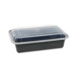 Pactiv Evergreen Newspring VERSAtainer Microwavable Containers, 38 oz, 8.8 x 6 x 2.5, Black/Clear, Plastic, 150/Carton Product Image 