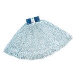 Rubbermaid Commercial Super Stitch Finish Mops, Cotton/Synthetic, White, Large, 1-in. Blue Headband Product Image 