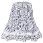 Rubbermaid Commercial Web Foot Finish Mop, White, Med, Cotton/Synthetic, 1". White Headband, 6/Carton Product Image 