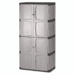 Rubbermaid Double-Door Storage Cabinet - Base/Top, 36w x 18d x 72h, Gray/Black Product Image 
