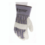 MCR Safety Mustang Leather Palm Gloves, Blue/Cream, Large, 12 Pairs Product Image 
