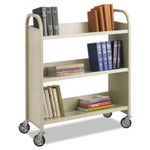 Safco Steel Single-Sided Book Cart, Metal, 3 Shelves, 300 lb Capacity, 36" x 14.5" x 43.5", Sand Product Image 