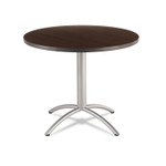 Iceberg CafeWorks Table, Cafe-Height, Round, 36" x 30", Walnut/Silver Product Image 