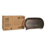 Tork Twin Jumbo Roll Bath Tissue Dispenser, 19.29 x 5.51 x 11.83, Smoke/Gray Product Image 