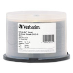 Verbatim UltraLife Gold Archival Grade DVD-R, 4.7 GB, 16x, Spindle, Gold, 50/Pack Product Image 