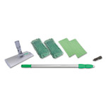 Unger SpeedClean Window Cleaning Kit, Aluminum, 72" Extension Pole, 8" Pad Holder, Silver/Green Product Image 