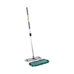 Boardwalk Microfiber Cleaning Kit, 18" Wide Blue/Green Microfiber Head, 35" to 60" Gray Aluminum Handle Product Image 