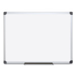 MasterVision Value Lacquered Steel Magnetic Dry Erase Board, 18" x 24", White Surface, Satin Aluminum Frame Product Image 