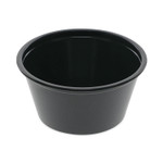 Pactiv Evergreen Plastic Portion Cup, 2 oz, Black, 200/Bag, 12 Bags/Carton Product Image 