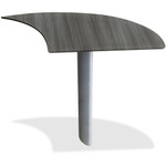 Mayline Medina Curved Desk Extension, Right - x 1" Thickness Work Surface, 29.5" Height x 28" Width x 47" Depth - Beveled Edge - Material: Steel - Finish: Gray, Laminate - Stain Resistant, Water Resistant, Abrasion Resistant, Durable Product Image 