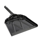 Boardwalk Metal Dust Pan, 12 x 14, 5" Handle, 20-Gauge Steel, Black Product Image 