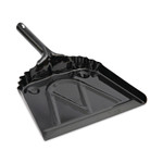 Boardwalk Metal Dust Pan, 12 x 14, 5" Handle, 20-Gauge Steel, Black, 12/Carton Product Image 