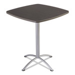Iceberg iLand Bistro-Height Table with Contoured Edges, Square, 36" x 36" x 42", Gray Walnut Top, Silver Base (ICE69754) View Product Image