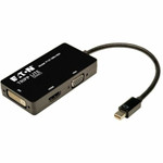 Tripp Lite series Mini DP to VGA/DVI/HDMI Adapter/Converter - 6" DVI/HDMI/Mini DisplayPort/VGA A/V Cable for Audio/Video Device, Monitor, Tablet, MacBook Air - First End: 1 x Mini DisplayPort Digital Audio/Video Product Image 