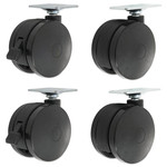 Alera Casters for Height-Adjustable Table Bases, Grip Ring Stem, 2" Wheel, Black, 4/Set Product Image 