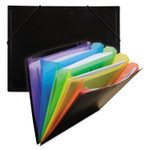 C-Line Rainbow Document Sorter/Case, 5" Expansion, 5 Sections, Elastic Cord Closure, Letter Size, Black/Multicolor Product Image 