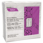 Cascades PRO Select Dinner Napkins, 1-Ply, White, 15.5 x 16, 250/Pack, 12/Carton Product Image 