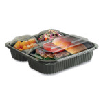 Anchor Packaging Culinary Squares 2-Piece/3-Compartment Microwavable Container, 21 oz/6 oz/6 oz, 8.46 x 8.46 x 2.5, Clear/Blk, Plastic, 150/CT Product Image 