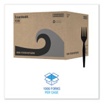 Boardwalk Heavyweight Wrapped Polystyrene Cutlery, Fork, Plastic, Black, 1,000/Carton Product Image 