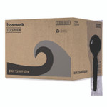 Boardwalk Heavyweight Wrapped Polystyrene Cutlery, Spoon, Plastic, Black, 1,000/Carton Product Image 
