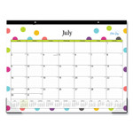 Blue Sky Teacher Dots Academic Desk Pad, 22 x 17, Black Binding, Clear Corners, 12-Month (July to June): 2024 to 2025 Product Image 